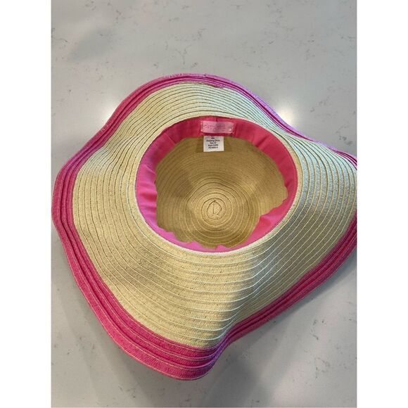 NWOT Lilly Pulitzer pretty pink tootie straw floppy beach sun hat oversized main image 3
